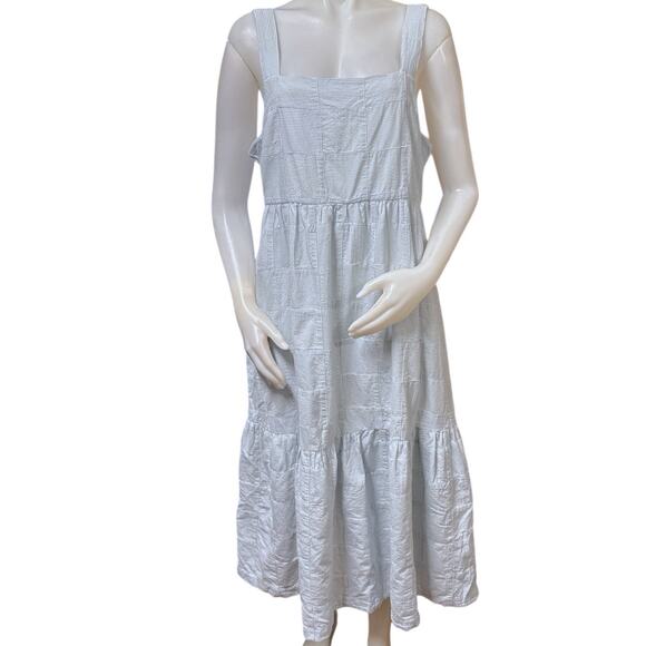 Madewell Dresses & Skirts - Madewell Cicely Tiered Midi Dress in Patchwork Blue Size 14